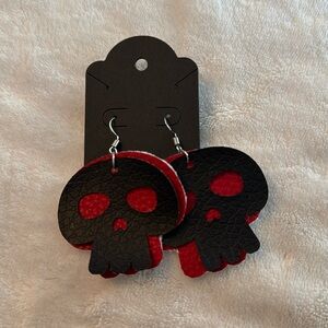 Black and red leather skulls